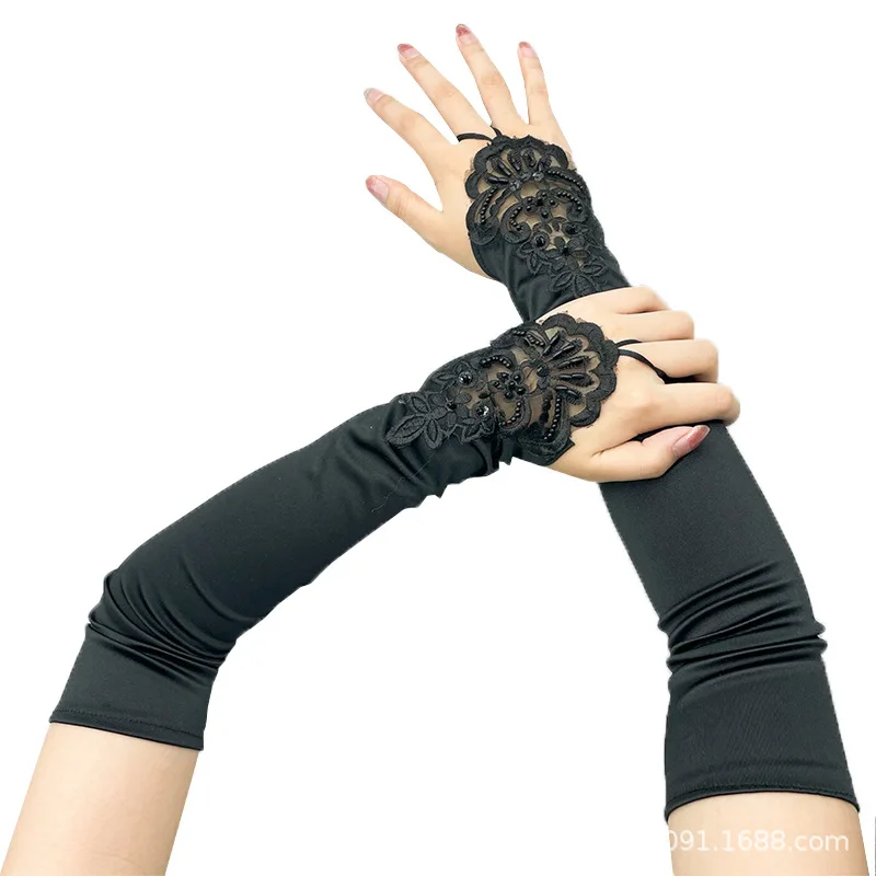 Женские Эластичные атласные перчатки с лепестками для косплея Хэллоуина ужина