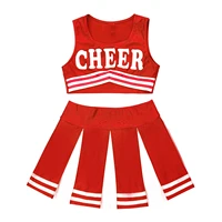 kids girls cheerleader costume jazz dance cheerleading outfits sleeveless vest crop top with pleated skirt set sportswear suits