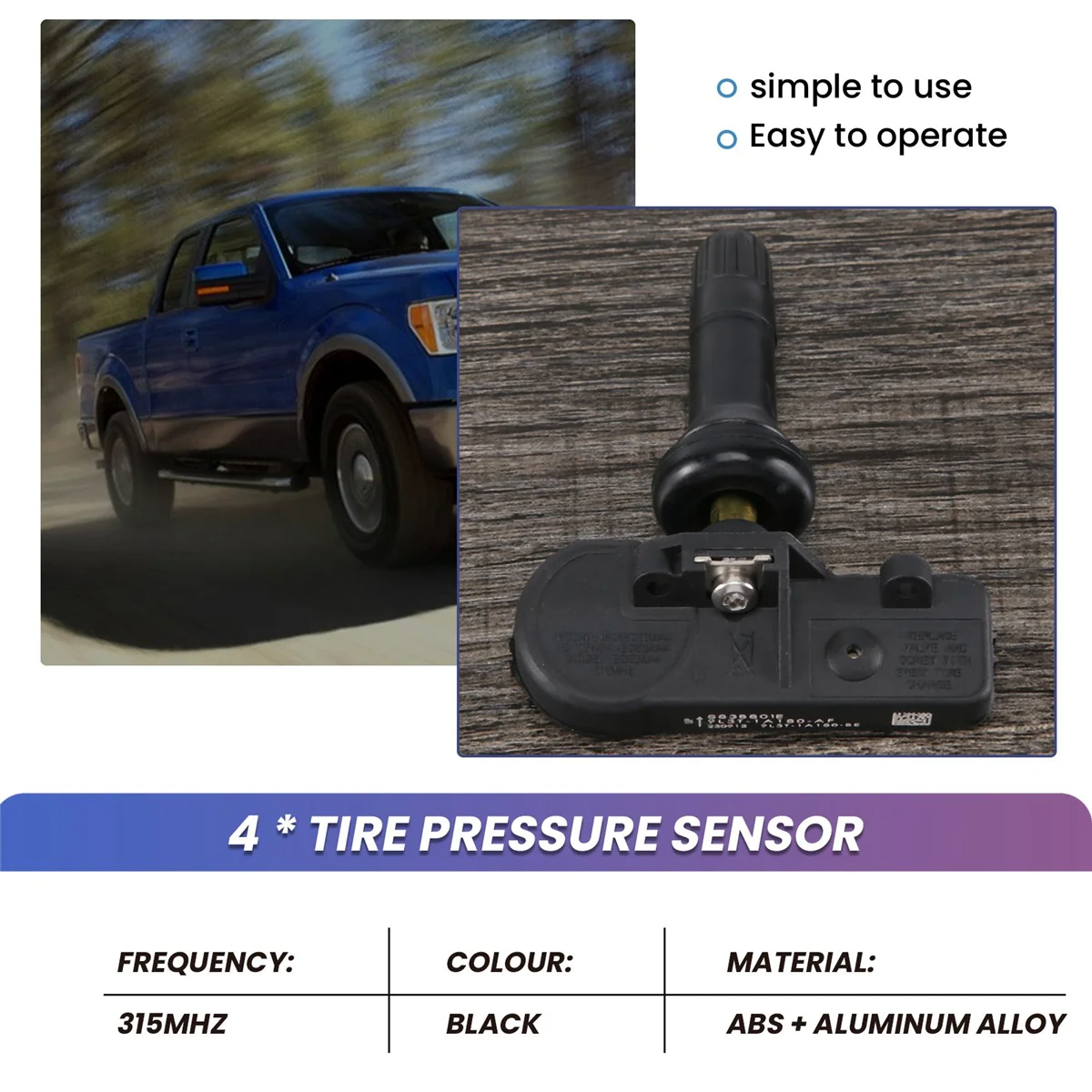 Датчик давления в шинах TPMS 4 шт. 315 МГц 9L3T-1A180-AF для Ford Focus Fusion E-150