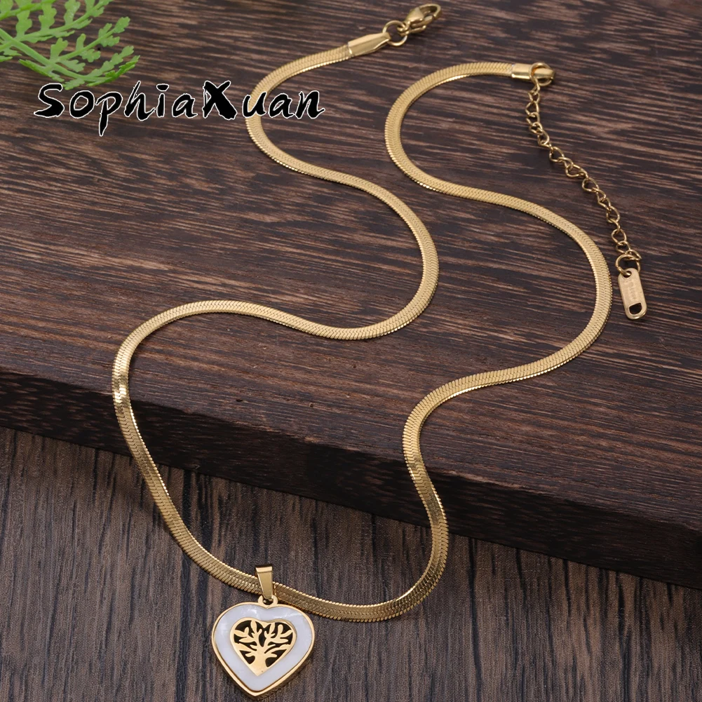 Женское Ожерелье SophiaXuan из нержавеющей стали в богемном стиле, модное колье с бабочкой и надписью «Love Life» ожерелье дерево, 2023