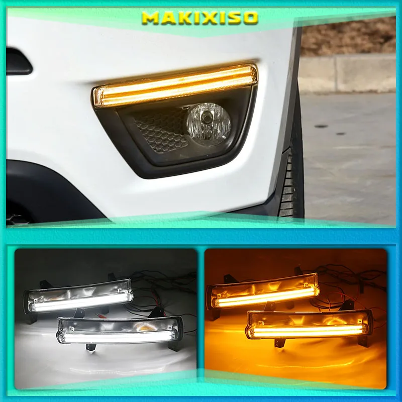 

1 пара для Jeep Compass 2017 2018 2019 светодиодные дневные ходовые огни Дневные огни водонепроницаемые желтые сигнальные лампы