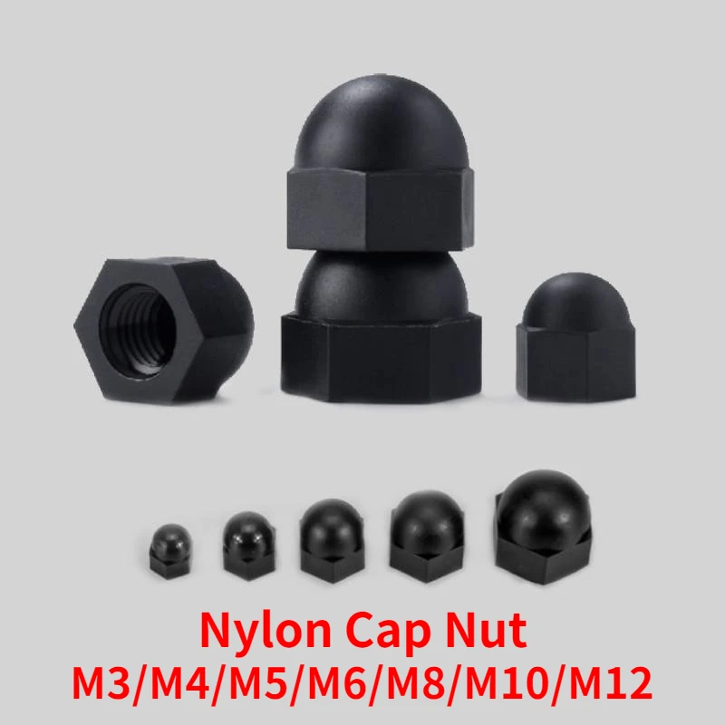 

Plastic Hex Nylon Cap Nut Decorative Cover Half Round Acorn Nut Anti-Slip Cap Black.M3 M4 M5 M6 M8 M10 M12