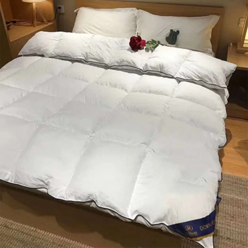 

Custom made luxury cotton 100% Goose Down Duvet quilted Quilt king queen full size Comforter Winter Thick Blanket Solid Color