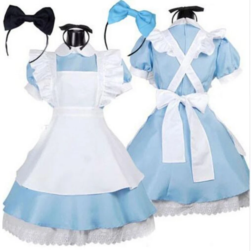 

Halloween Women Adult Anime Alice Adventure Blue Party Dress Alice Dream Women Sissy Maid Lolita Cosplay Costume