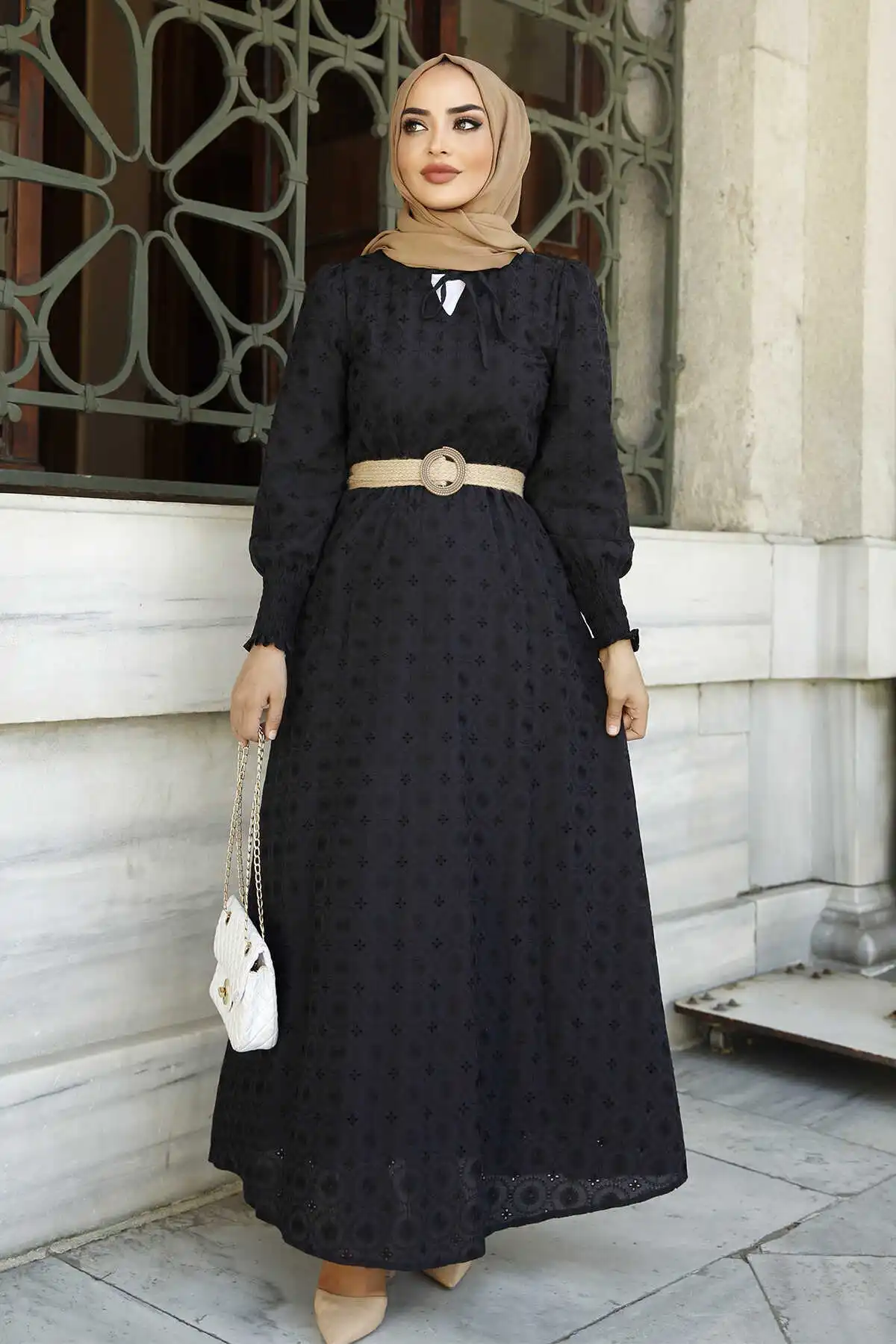 Женское платье-хиджаб с вышивкой, длинное платье в мусульманском стиле
