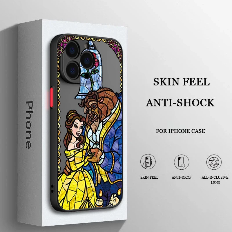 

Disney Cartoon Princess Belle Matte Phone Case For Apple iPhone 14 13 12 11 XS XR Pro MAX 8 7 Plus Frosted Translucent