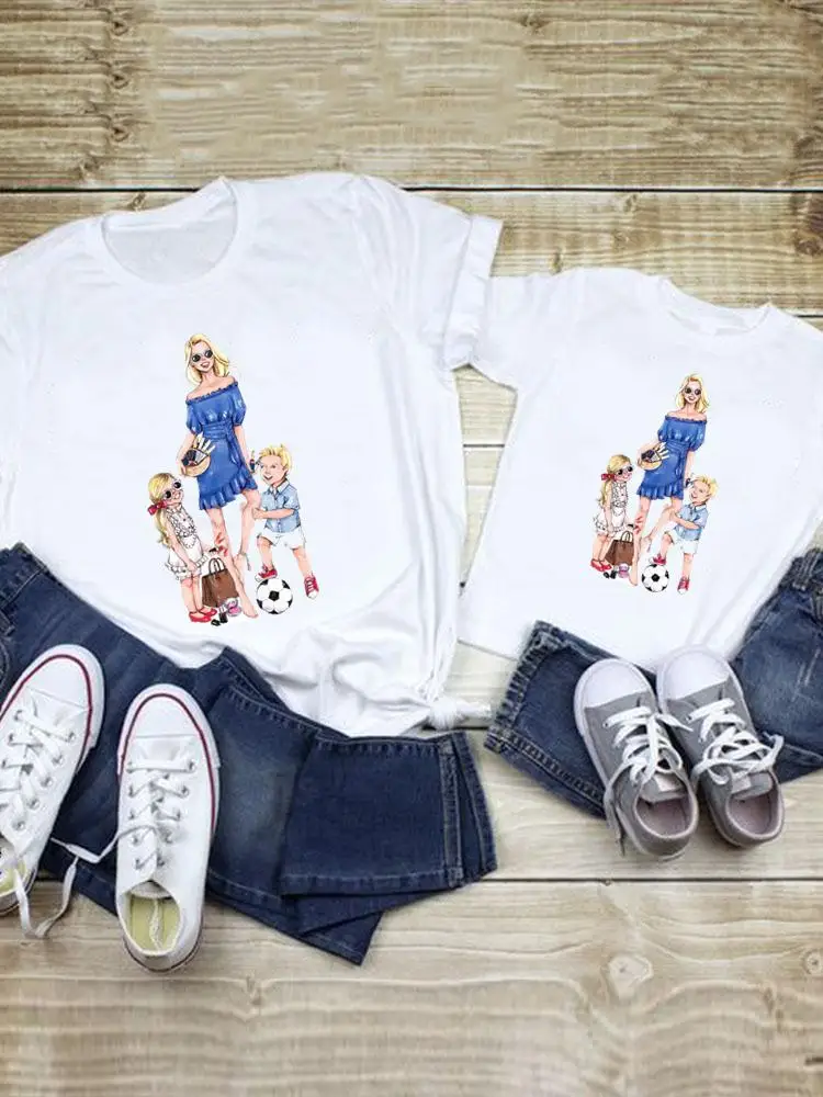 

Happy Time Girl 90s Women Love Kid Child Summer Family Matching Outfits Mom Mama Mother Tshirt Tee T-shirt Clothes Clothing