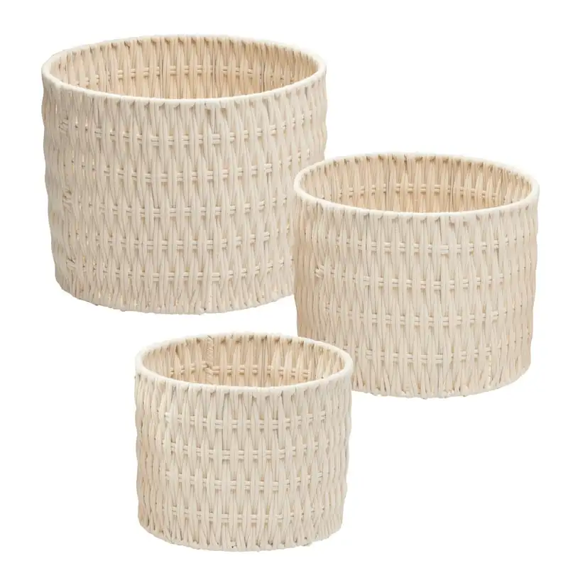 

Can Do 3pc Cozy Weave Basket, White