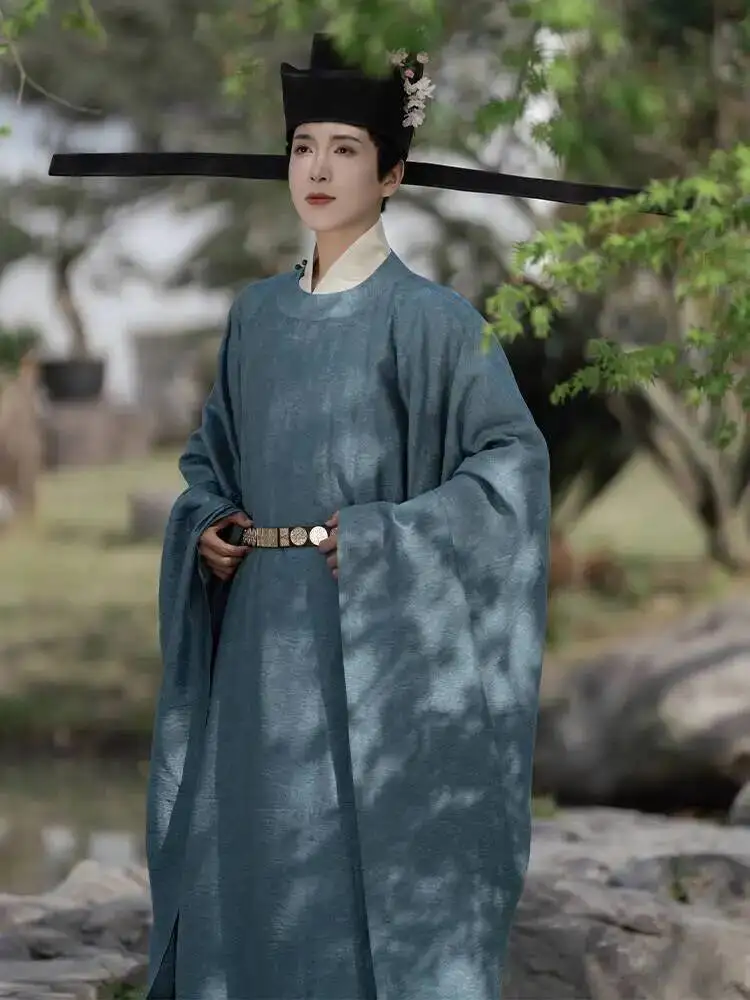 Фото Коллекция Danya, наволочка, книга Hanfu, мужской халат с круглым воротником династии Сун, официальный халат, халат для общественного обслуживания династии Сун №4