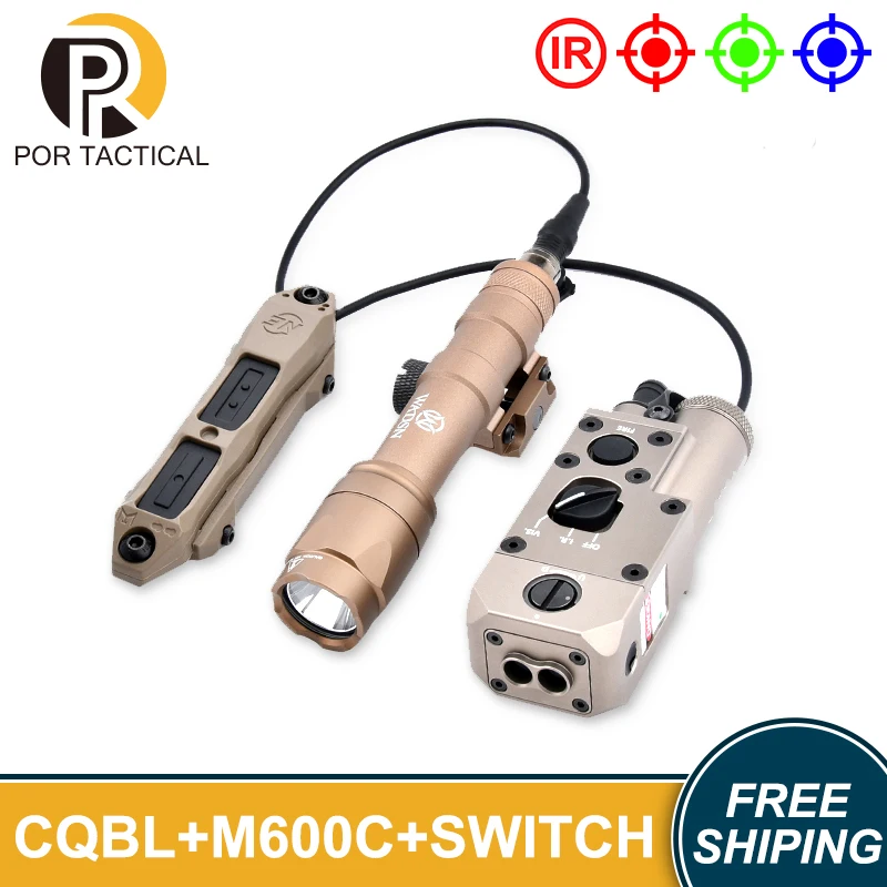 

WADSN Airsoft Metal CQBL-1 Tactical Laser Pointer IR Red Green Blue Aiming Laser Surefir M300 M600 Tactical Weapon Flashlight