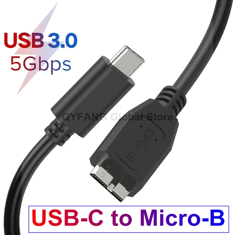 

Кабель Micro B USB 3,1 для жесткого диска, кабель Type C USB 3,0 USB C Micro B для Samsung Seagate WD HDD SSD, внешний кабель для жесткого диска