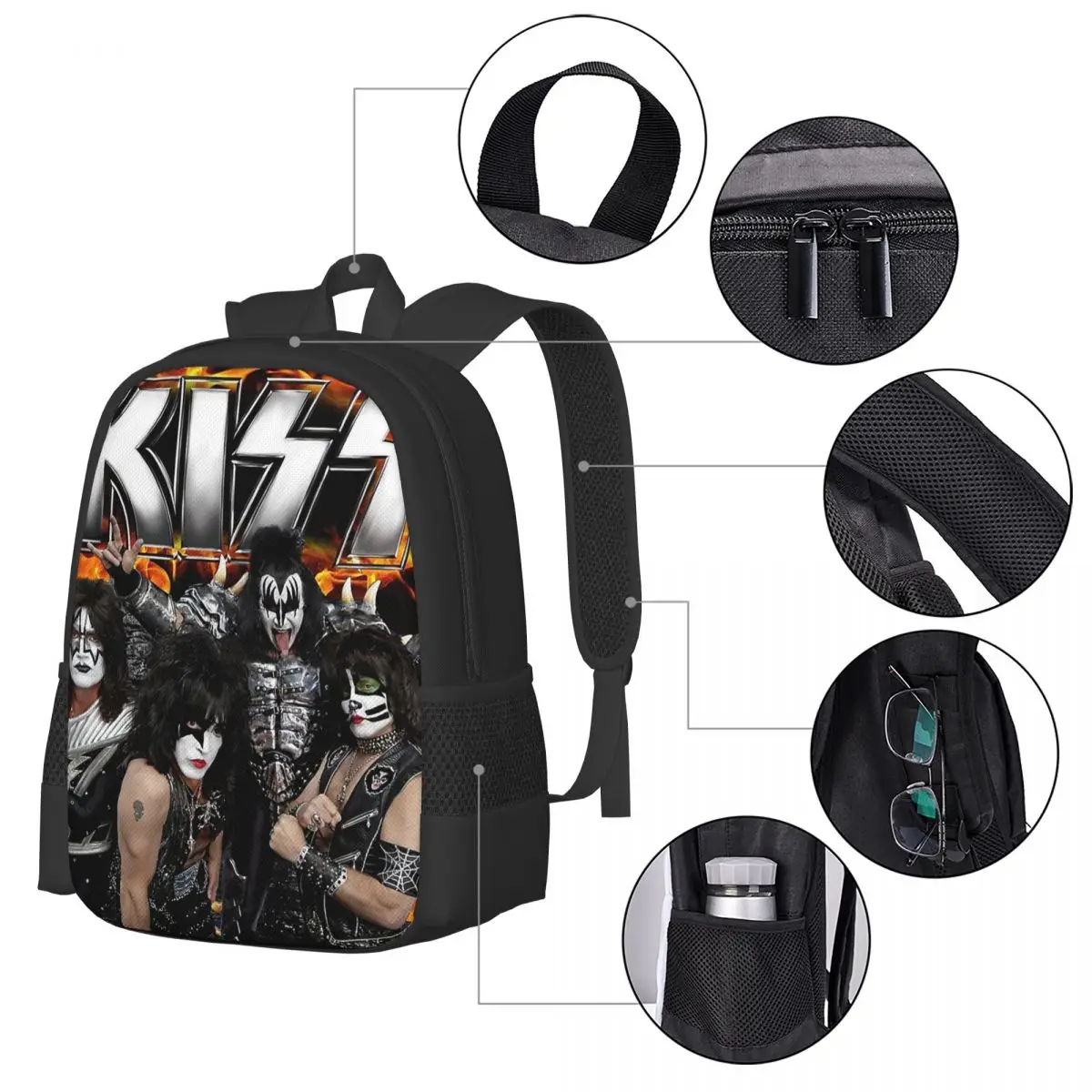 KISS With Logo And Band Backpack for Girls Boys Travel RucksackBackpacks for Teenage school bag