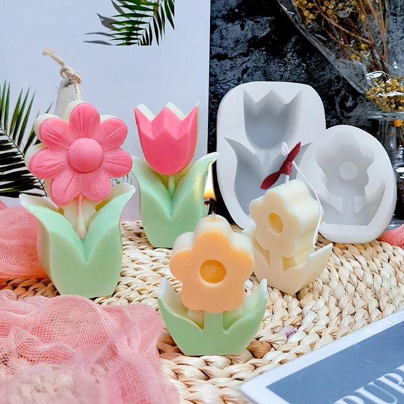 

3D Tulip Flower Shape Candle Silicone Mold DIY Petal Pastry Chocolate Fudge Baking Tools Handmade Clay Plaster Resin Craft Mould