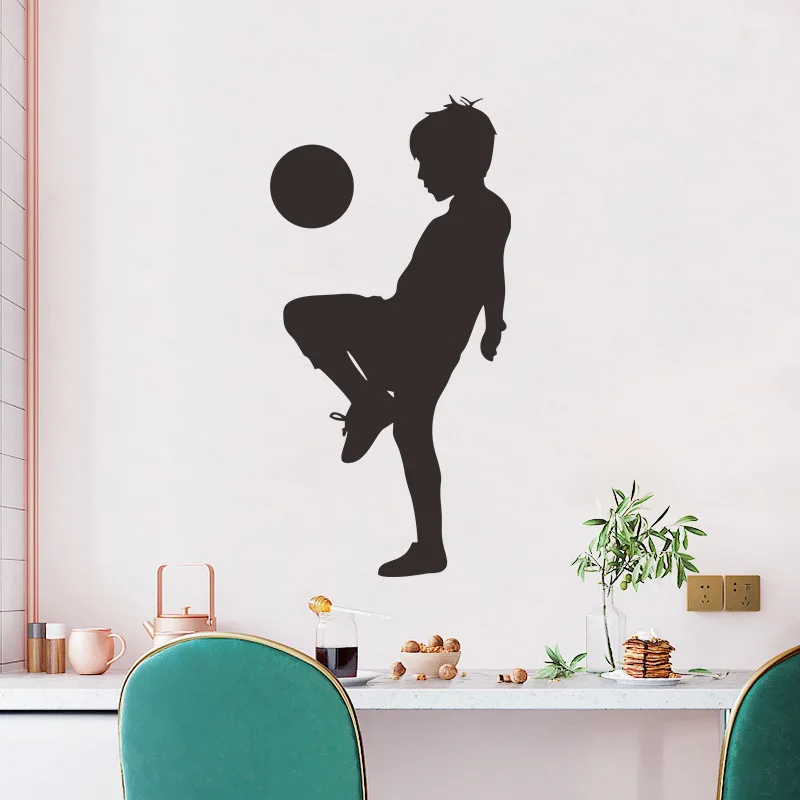

Little Boy Football wallstickers Wallpaper for boys Kids Room decoration vinyl Wall Sticker Bedroom Decor soccer mural Decals