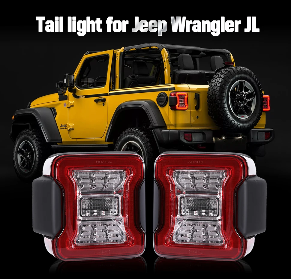 

DOT E-mark Approved JL LED Tail Lights With DRL For Jeep Wrangler JL Rubicon Sahara 2018-2021+ 30w Reverse Tail Lamp 12V