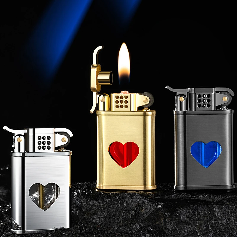 

Transparent Oil Tank Kerosene Lighters Windproof Cigarette Lighters Metal Grinding Wheel Open Flame Lighter Smoking Accessories