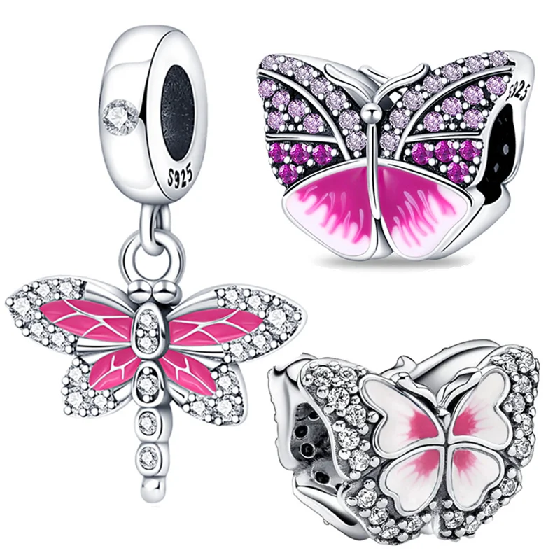 

2022New 925 Sterling Silver Butterfly Dragonfly Beads Fit Original Pandora Bracelet Gift Charms for Women Dangle Pendant Jewelry