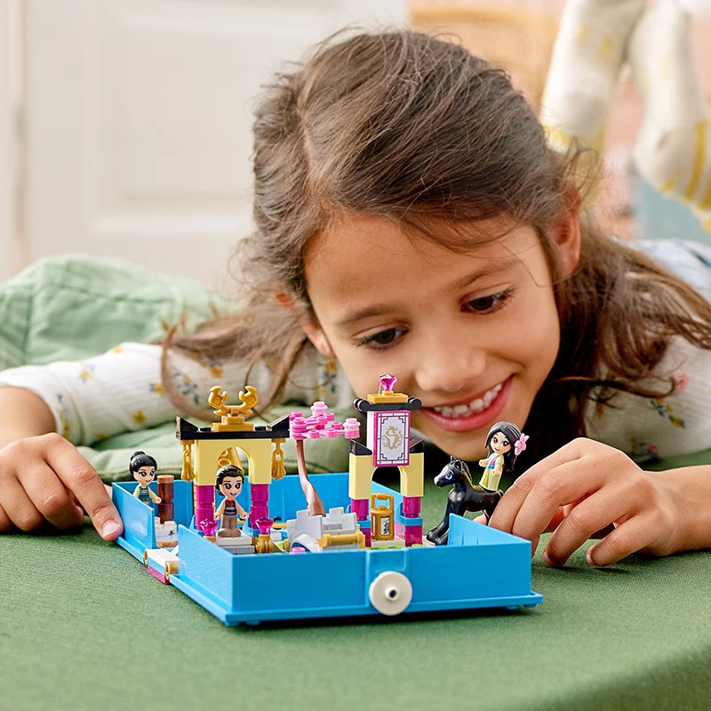 Disney Princess Building Block Storybook Frozen Mermaid Beauty and The Beast Mulan Assembled Educational Toy Girl Birthday Gift