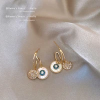 2022 new classic round shell flower pendant gold earrings korea luxury jewelry wedding party temperament for womans accessories