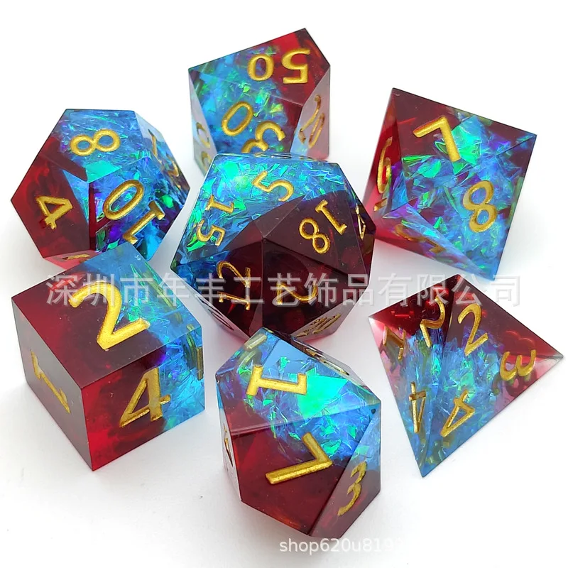 Трансграничные поставки смолы красные и синие острые игральные костиDNDDungeons and