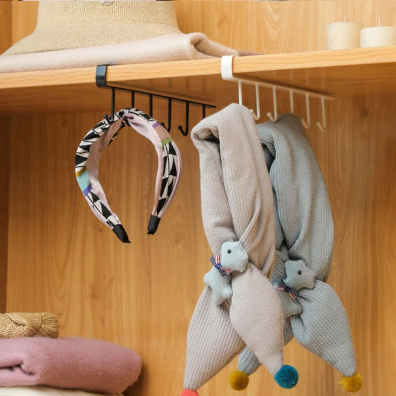 

Hot Fashion 6 Hooks Metal Under Shelf Mug Cup Cupboard Kitchen Organiser Hanging Rack Holder