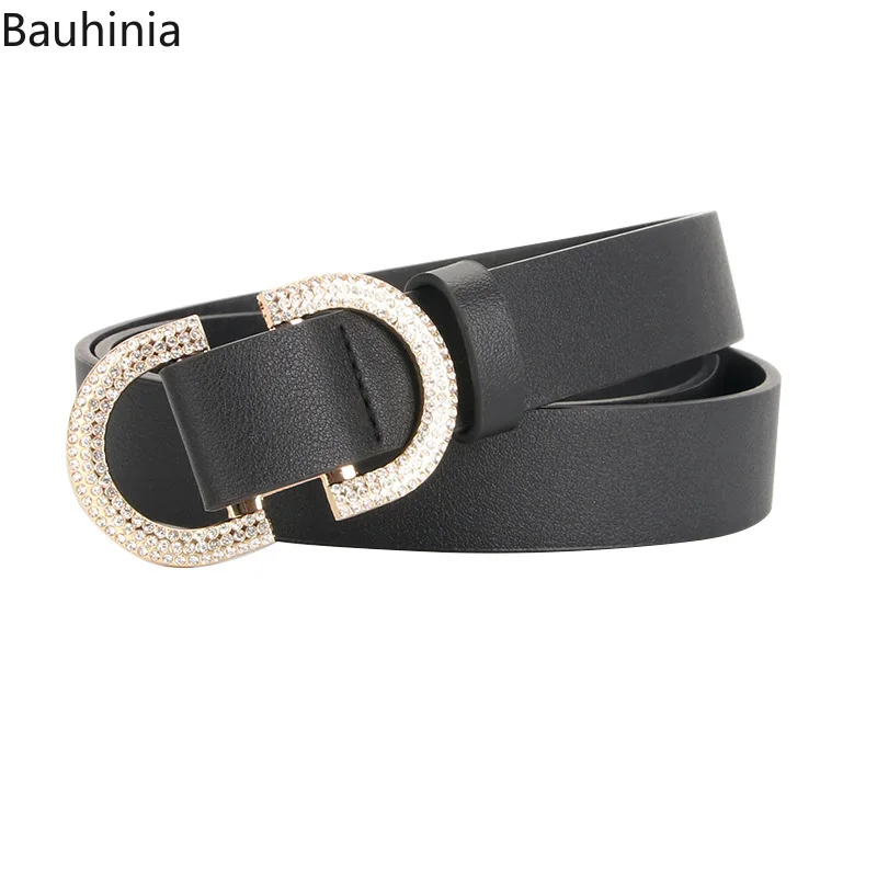 

Bauhinia 105*2.5cm Fashion All-match Double D-Type Alloy Buckle Thin Belt Simple Decorative Jeans Belt For Women