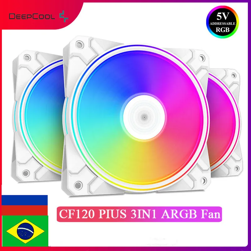 

DEEPCOOL CF120 Plus 3 в 1 комплект 120 мм чехол Fan Белый ARGB PWM адресный RGB вентилятор шасси 12 см Поддержка водяного охлаждения процессора