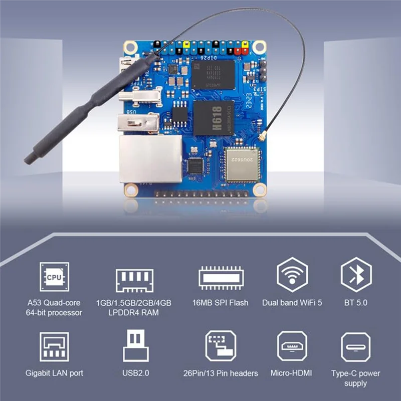 Макетная плата для Orange Pi Zero 3 1 5 ГБ + расширения H618 WiFi5 BT 0 Android 12 Debian12 Ubuntu22.04