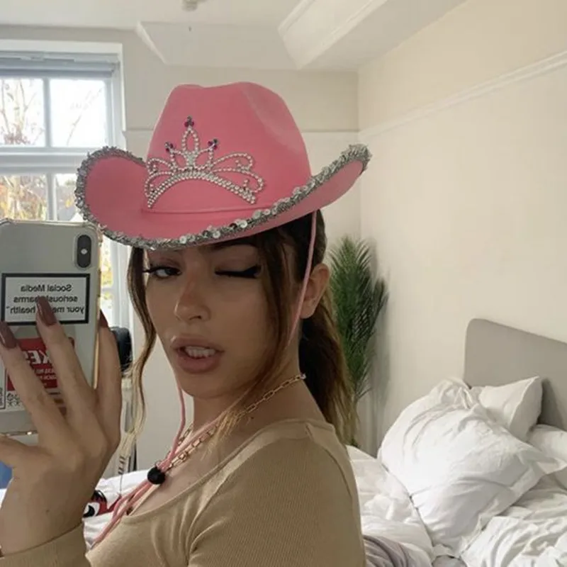 Gaono ковбойская шляпа для женщин Розовая смешная вечеривечерние Западная коровка