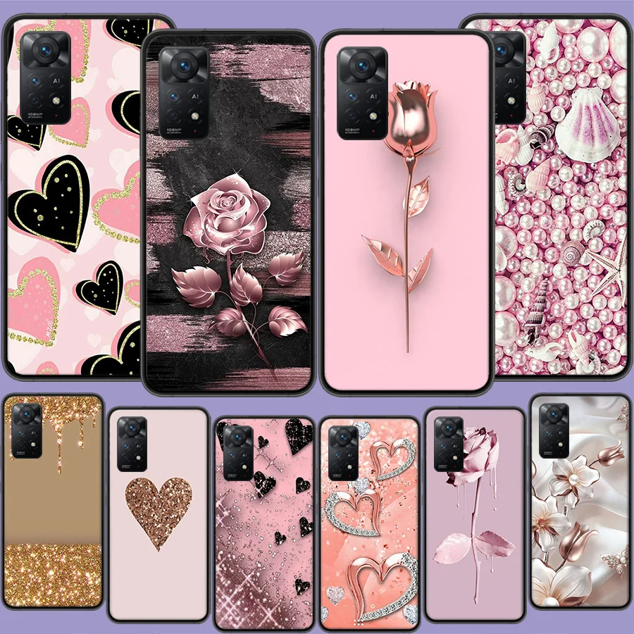 

Love Rose Gold Style Phone Case For Xiaomi Redmi 10A 10C 10 9 Prime 8 7 6 10X 9A 9C 9T 8A 7A 6A S2 K20 K30 K40 Pro Capa Coque