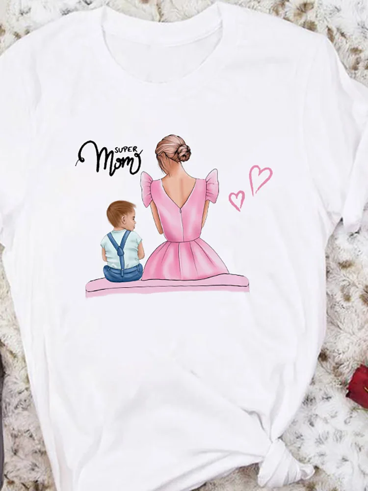 

Woman T shirt Mom and Son Parent-Child Print Harajuku Summer Tshirts Casual Round Neck Short Slee Top Tee Shirt,Drop Shipping