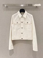2022 latest spring autumn women elegant casual wear botanical back print white jeans jacket ladies tops