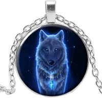 2019 new siberian wolf snow mountain wolf howard wolf necklace jewelry pendant crystal convex round glass necklace child gift