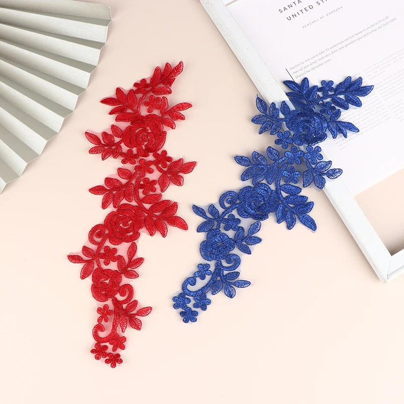 

1Pc Handmade Beads Wedding Dress Applique DIY Bridal Headdress Ivory White Lace Collar Lace Fabric Patch