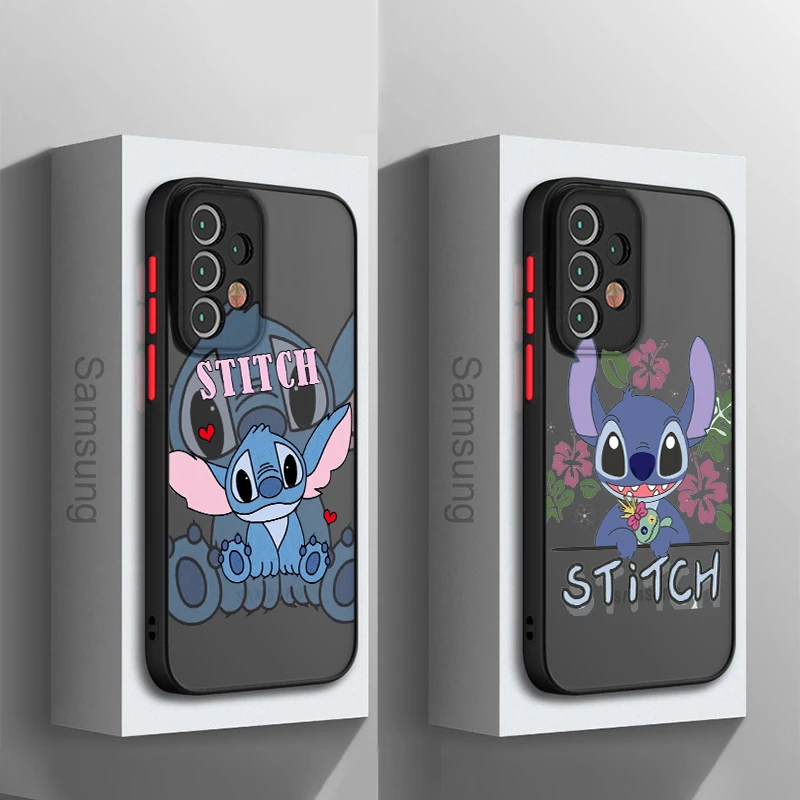 

Stitch Lilo Cartoon For Samsung Galaxy A15 A05 A54 A34 A24 A73 A53 A23 A52 A71 A51 Frosted Translucent Hard Phone Case Fundas