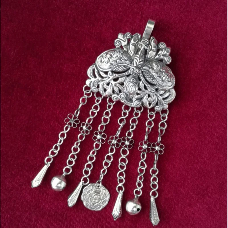 

Guizhou Yunnan Ethnic Style Headwear Personalized Handmade Miao Silver Diy Accessories Sweater Chain Necklace Pendant Butterfly