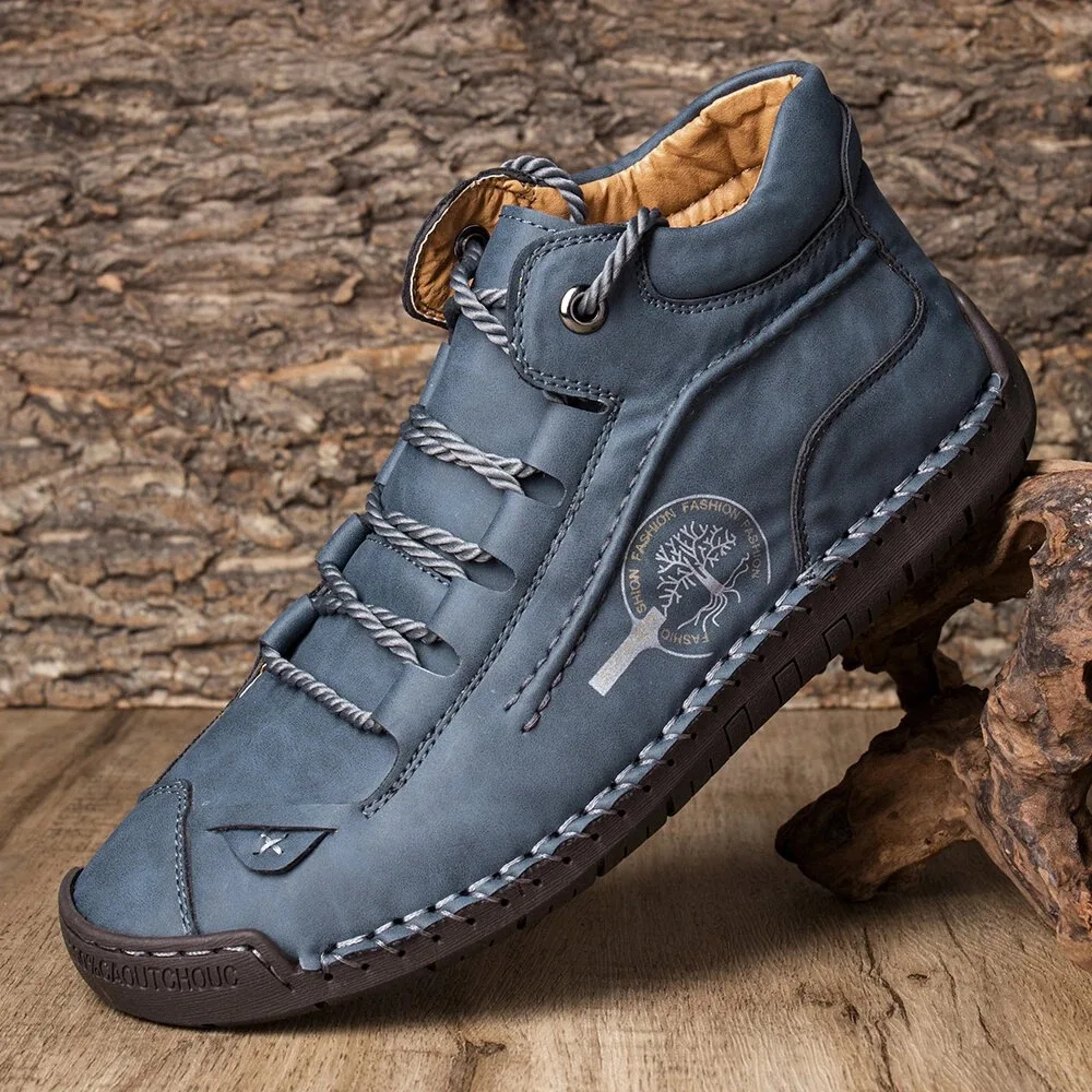 

Men Shoes Autumn Non Slip Comfy Ankle Boots Hand Stitching Casual Men Loafers Soft Sole Breathable Flats Shoes Female Boots