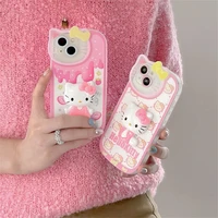 2022 bandai 3d cartoon hello kitty cute head phone case for iphone 13 12 11 pro max x xr xs max silicone shockproof case coque