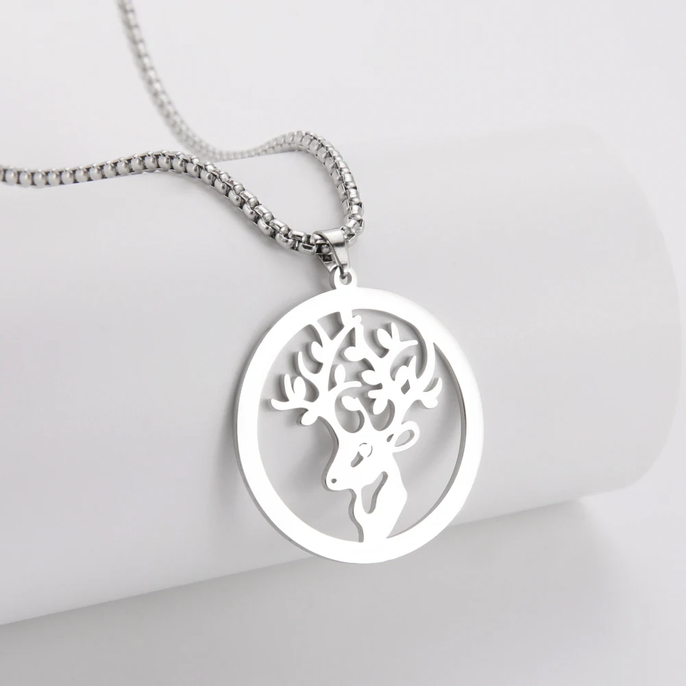 Ожерелье из нержавеющей стали Amaxer ожерелье с милой головой лося колье для женщин