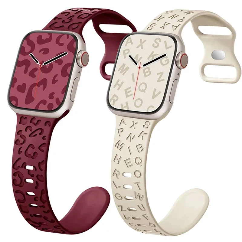 Силиконовый спортивный ремешок для Apple Watch с леопардовым гравитационным