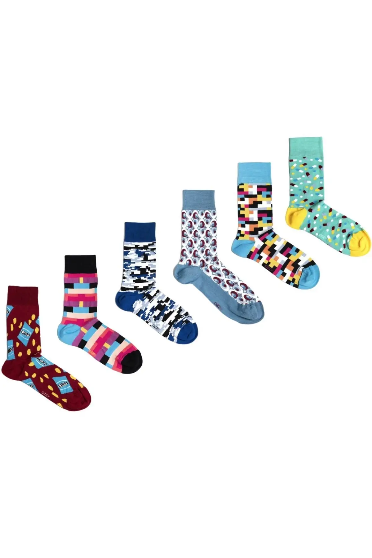 

6 шт. Бесшовные Мужские носки 8 из органического хлопка с разноцветным рисунком