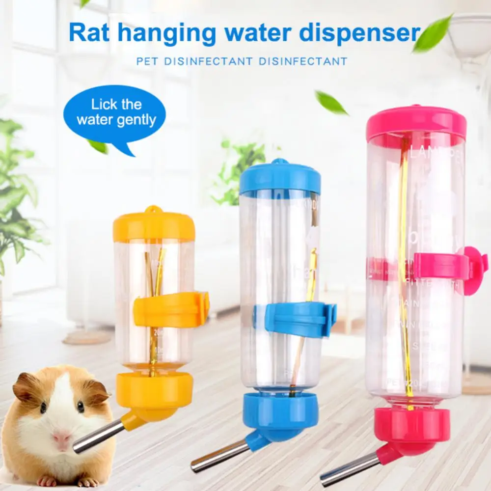 

80/125ml Hamster Drinker Plastic Water Bottle Dispenser Feeder Hanging Pet Guinea Pig Squirrel Drinking Head Pipe Fountain