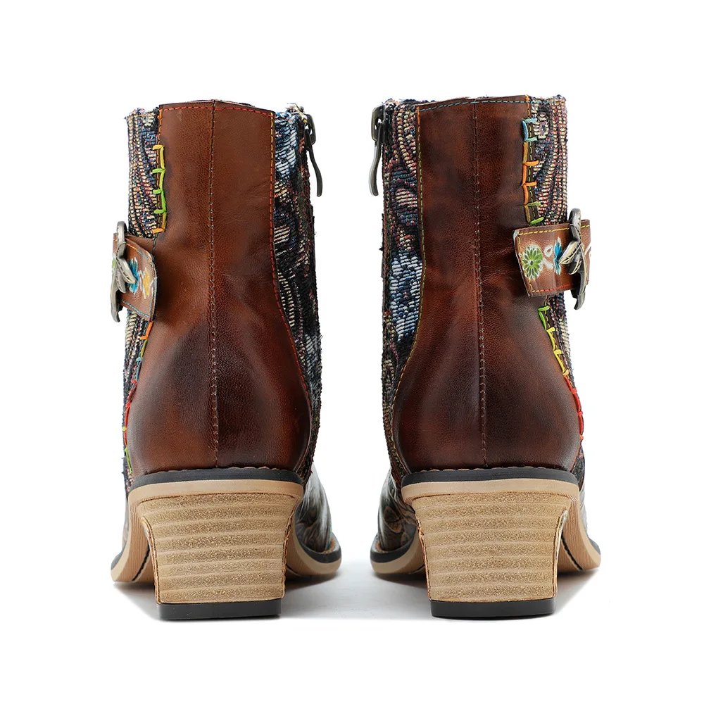 Socofy Raffan винтажные повседневные удобные женские ботинки из натуральной кожи