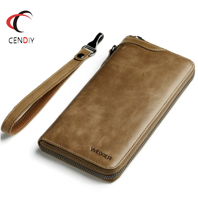 

Genuine Leather Men's Wallet Card Holder Bussiness Leather Wallet for Men Brand Casual Clutch Wallet Male Zipper Coin Purses