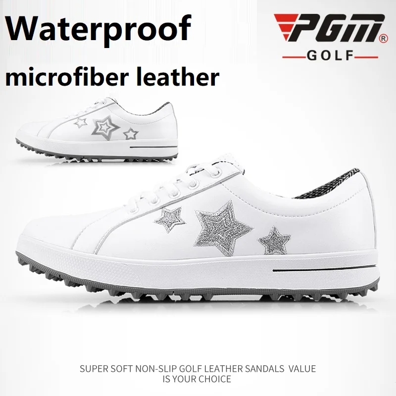 PGM Women Golf Shoes Leisure Fixed Nail Waterproof Sneakers Women Non-Slip Small White Girls Sports Shoes XZ113