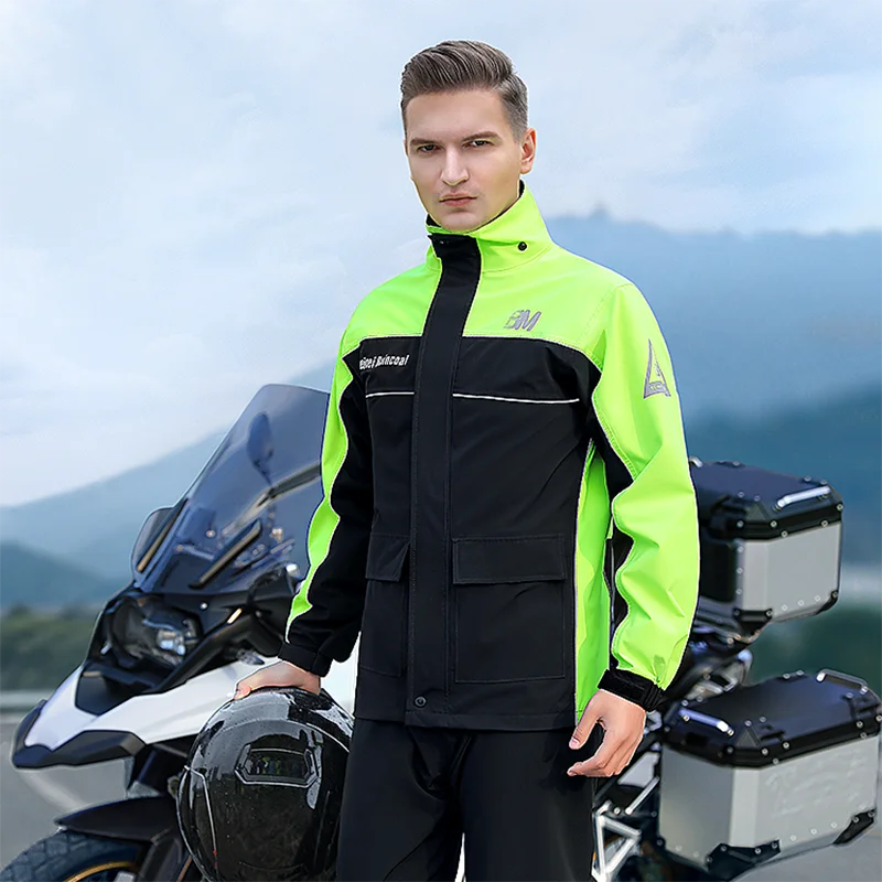 

Motorcycle Rain Boots Kidscoat Jacket Men Outdoor Thicken Bicycle Tarp Rain Gear Reflective Zipper Impermeable Rain Gear AH50YY