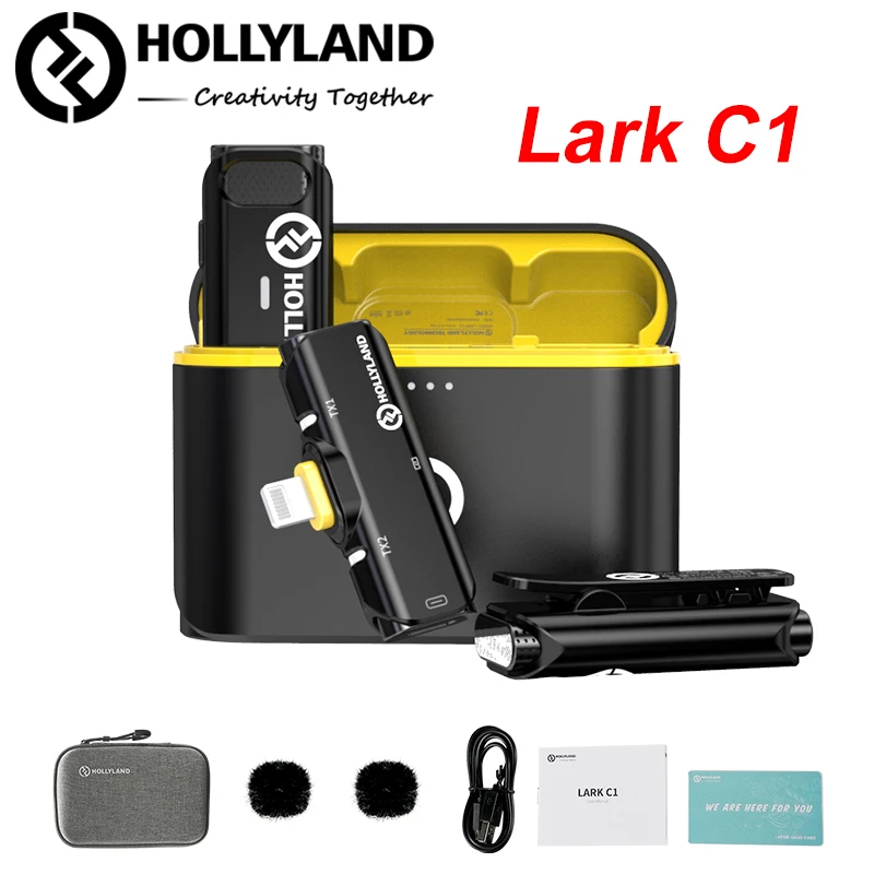 Hollyland Lark C1 duo Wireless Lavalier Microphone Mic 8h 650ft for iPhone Android Vloging Live Outdoor Live Broadcast vs M1 150