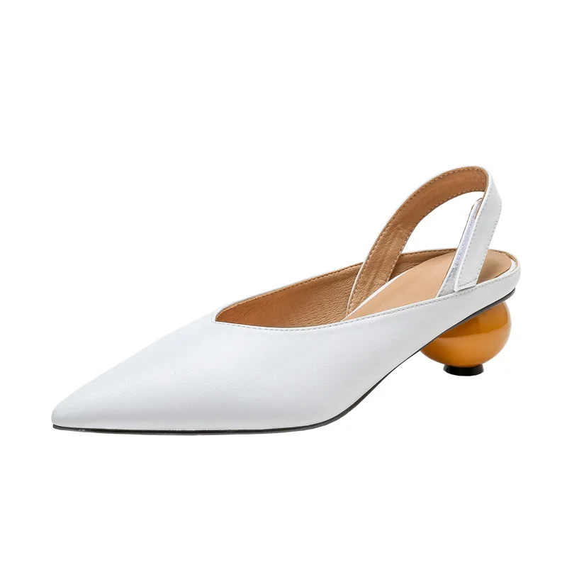 

Женские туфли на толстом каблуке, сандалии с острым носком и v-образным вырезом, на среднем каблуке, Летний сезон 2020