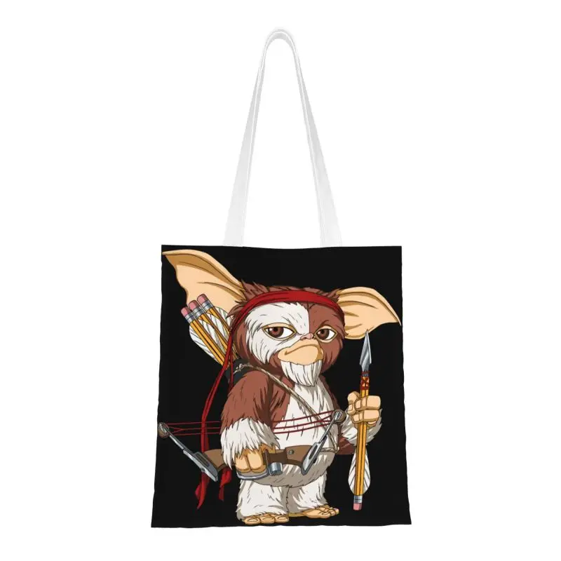 

Funny Cute Gizmo Gremlin Shopping Tote Bag Reusable Mogwai Monster Sci Fi Movie Canvas Grocery Shopper Shoulder Bag