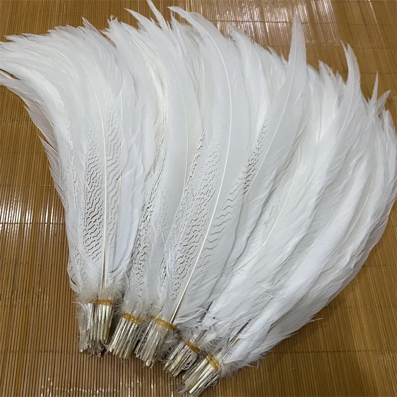 

White Silver Pheasant Feathers Decor 40-70 Cm Halloween Decoration Sewing Accessories Christmas Decorations Vases Plumes